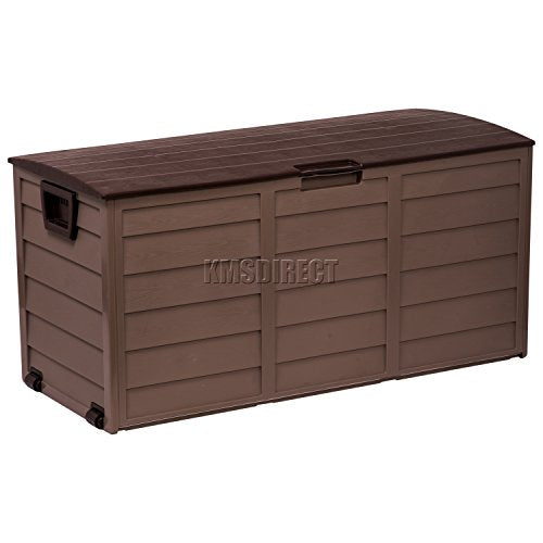 Starplast, Starplast Outdoor Garden Plastic Storage Utility Chest Cushion Shed Box With Lid and Wheels Case Container Chocolate and Mocha New 280L Litre 34-811