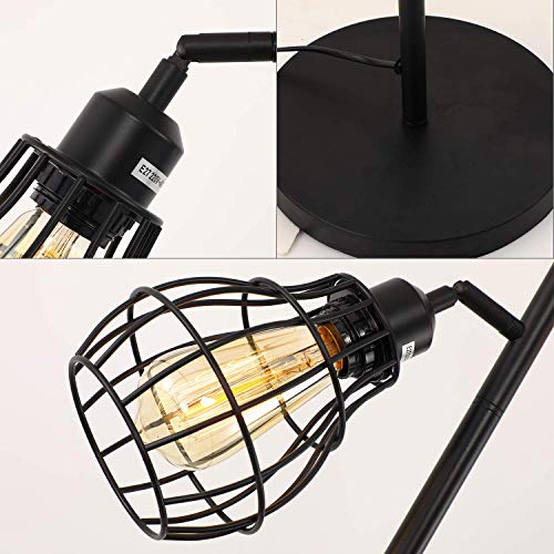 Stepeak, Stepeak Modern Floor Lamp with Angle Adjustable Bulb Holders and Cage Shades, Vintage Tall Lamps Standing Lights with Foot Step Button