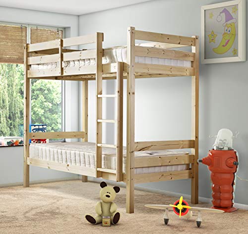 Strictly Beds and Bunks Limited, Strictly Beds and Bunks - Everest Classic Short Bunk Bed with Sprung Mattresses (75 cm), 2ft 6 x 5ft 9 Single