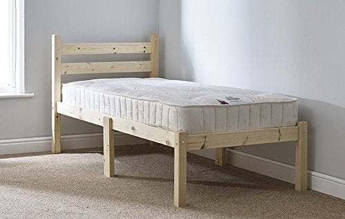 Strictly Beds and Bunks Limited, Strictly Beds and Bunks - Thor Pine Single Bed Frame including Sprung Mattress (15 cm), Single 2ft 6 (5ft 9 Length)