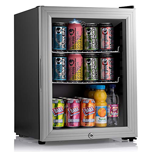 Subcold, Subcold Super35 LED - Mini Fridge | 35L Beer, Wine & Drinks Fridge | LED Light + Lock and Key | Energy Efficient (Silver)