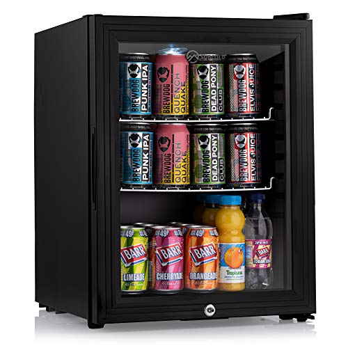 Subcold, Subcold Super35 LED - Mini Fridge | 35L Glass Door Beer, Wine & Drinks Fridge | LED Light + Lock and Key | Energy Efficient (Black)