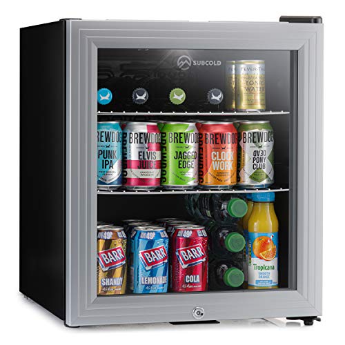 Subcold, Subcold Super50 LED – Mini Fridge | 50L Beer, Wine & Drinks Chiller | LED Light + Lock & Key | Energy Efficient (Silver)