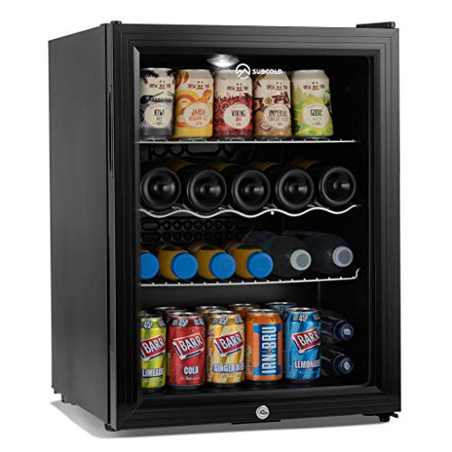 Subcold, Subcold Super65 LED - Table-Top Fridge | 65L Beer, Wine & Drinks Fridge | LED Light + Lock & Key | Low Energy A++ (Black)