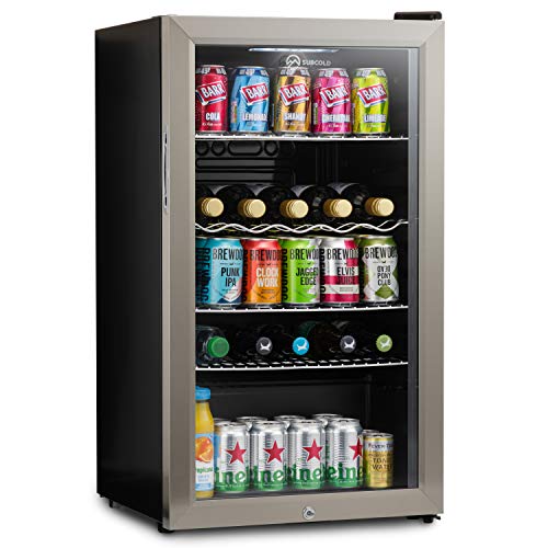 Subcold, Subcold Super85 LED - Under-Counter Fridge | 85L Beer, Wine & Drinks Fridge | LED Light + Lock and Key | Energy Efficient (Stainless Steel, 85L)