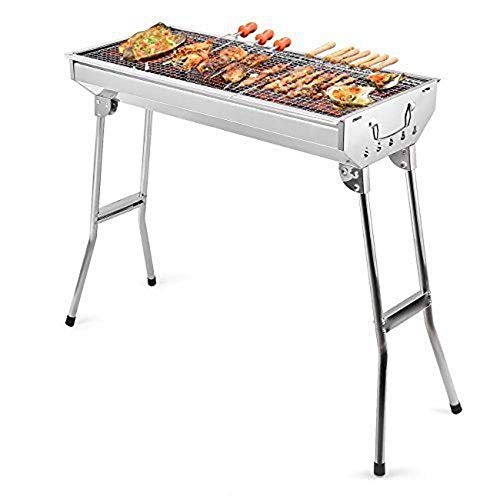 Super Grills, Super grills Barbecue Grill Stainless Steel BBQ Charcoal Grill Smoker Barbecue Folding Portable