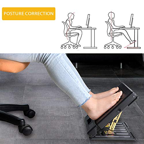 SurmountWay, SurmountWay Adjustable Footrest with Removable Soft Foot Rest Pad Max-Load 120Lbs with Massaging Beads for Car,Under Desk, Home