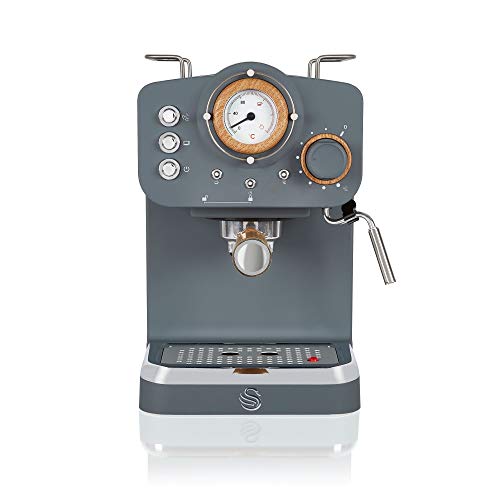 Swan, Swan Espresso Machine, 15 Bars of Pressure, Milk Frother, 1.2L Tank, Scandi Style, SK22110GRYN, Nordic Grey