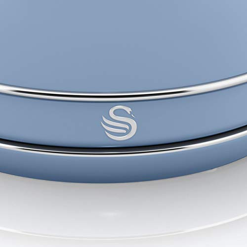Swan, Swan Retro 1.8 Litre Dome Kettle, Blue, Fast Boil, 3KW, 360 Degree Rotational Base, Stainless Steel, SK14630BLN