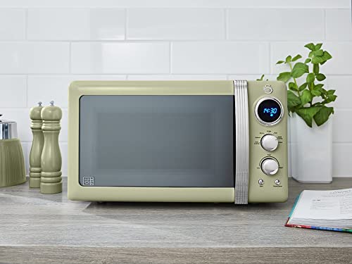 Swan, Swan Retro LED Digital Microwave Green, 20L, 800W, 6 Power Levels Including Defrost Setting, SM22030LGN