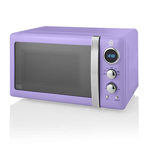 Swan, Swan Retro LED Digital Microwave Purple, 20L, 800W, 6 Power Levels Including Defrost Setting, SM22030LPURN
