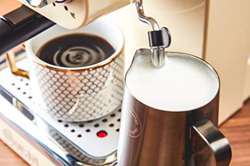 Swan, Swan Retro Pump Espresso Coffee Machine, Cream, 15 Bars of Pressure, Milk Frother, 1.2L Tank, SK22110CN