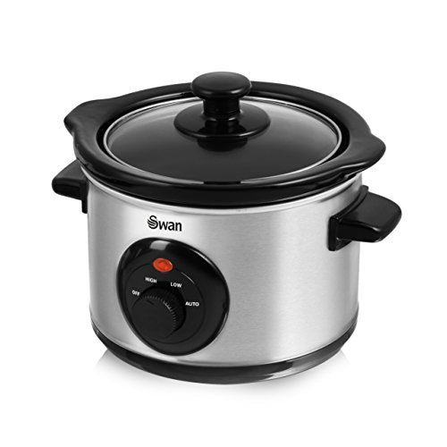 Swan, Swan SF17010N 1.5 Litre Oval Stainless Steel Slow Cooker with 3 Cooking Settings, 120W, Silver