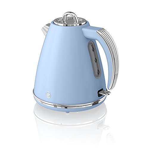 Swan, Swan, SK19020BLN, Retro 1.5 Litre Jug Kettle with 360 Degree Rotational Base, 3KW, Blue