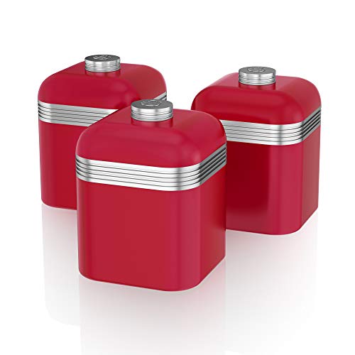 Swan, Swan SWKA1020RN Retro Set of 3 Canisters (Red)