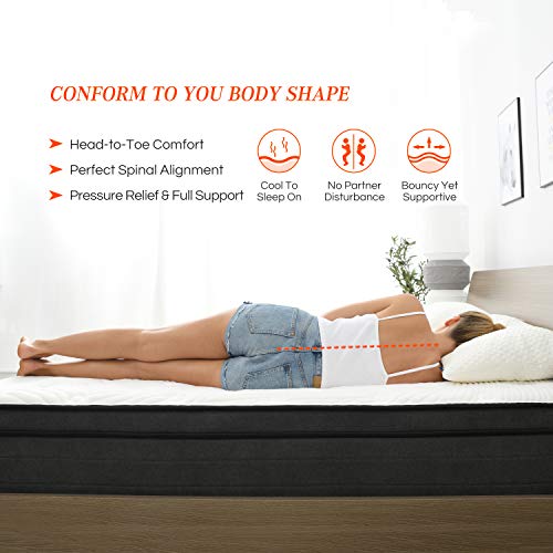 Sweetnight, Sweetnight Single Mattress in a Box, 10 Inch Plush Pillow Top Spring Hybrid Mattress, Gel Memory Foam for Sleep Cool, Motion Isolating Individually Wrapped Coils, Medium-Firm Feel, 90 x 190 cm