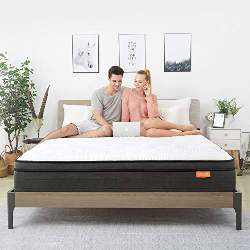 Sweetnight, Sweetnight Single Mattress in a Box, 10 Inch Plush Pillow Top Spring Hybrid Mattress, Gel Memory Foam for Sleep Cool, Motion Isolating Individually Wrapped Coils, Medium-Firm Feel, 90 x 190 cm