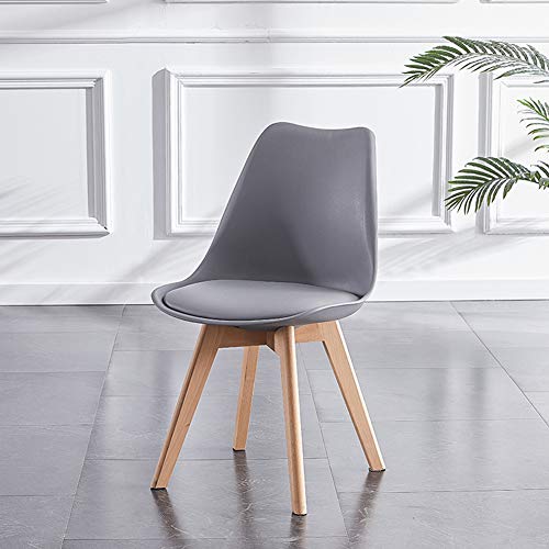 TUKAILAi, TUKAILAI 1PCS Grey Retro Style Dining Chairs with Beech Wood Legs and Padded Seat Lounge Chairs Kitchen Dining Room Furniture
