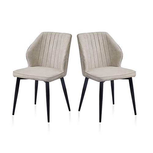 TUKAILAi, TUKAILAI 2PCS Cream Faux Leather Dining Chairs Upholstered Chairs Reception Chairs Restaurant Chairs Meeting Room Chairs Set of 2 Chairs