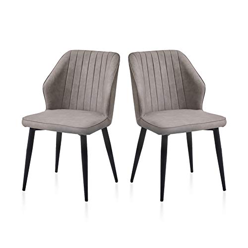 TUKAILAi, TUKAILAI 2PCS Light Grey Faux Leather Dining Chairs Upholstered Chairs Reception Chairs Restaurant Chairs Meeting Room Chairs Set
