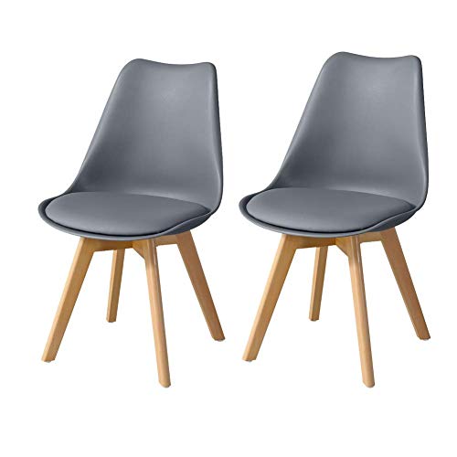 TUKAILAi, TUKAILAI 2PCS Modern Grey Dining Chairs with Solid Wood Legs Lounge Chairs Kitchen Chairs Chairs Set of 2 Dining Room Furniture