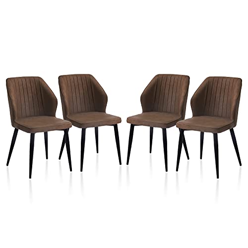TUKAILAi, TUKAILAI Brown Dining Chairs Set of 4 pcs Kitchen Chairs Lounge Leisure Living Room Corner Chairs Leatherette Faux Leather Reception