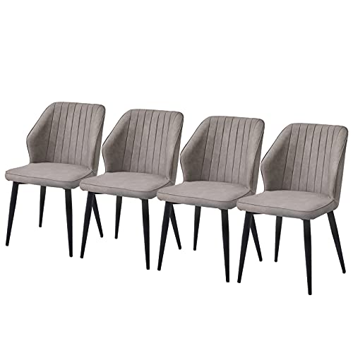 TUKAILAi, TUKAILAI Grey FAUX LEATHER Dining Chairs Set of 4 pcs Kitchen Chairs Lounge Leisure Living Room Corner Chairs Leatherette Faux Leather
