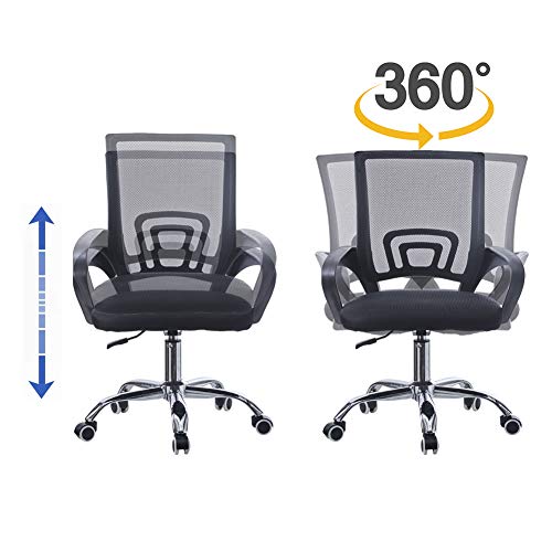 TUKAILAi, TUKAILAI Mesh Black Office Chair Executive Desk Chair Adjustable and Swivel Computer Chair Home Office Chair Mid-Back with Lumbar Support Ergonomic Task Chair