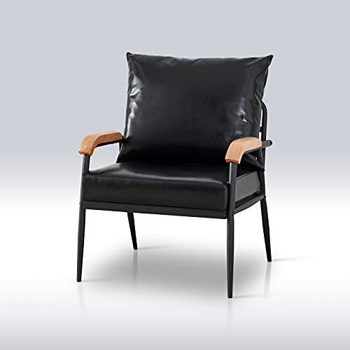 TUKAILAi, TUKAILAI Single Faux Leather Sofa Lounge Soft Armchair with Metal Support Living Room Furniture Black