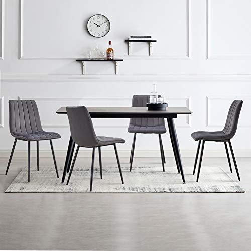 TUKAILAi, TUKAILAi 2 PCS Velvet Dining Chairs Kitchen Chairs Living Room Chairs with Sturdy Metal Legs Reception Chairs Set of 2 with Backrest Grey