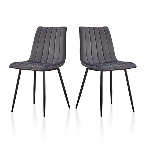 TUKAILAi, TUKAILAi 2 PCS Velvet Dining Chairs Kitchen Chairs Living Room Chairs with Sturdy Metal Legs Reception Chairs Set of 2 with Backrest Grey