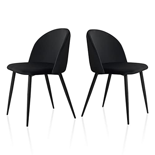 TUKAILAi, TUKAILAi 2PCS Velvet Dining Chair Lounge Chair Soft Velvet Seat and Back with Metal Legs Dining Living Room Chairs Kitchen Chairs Set of 2