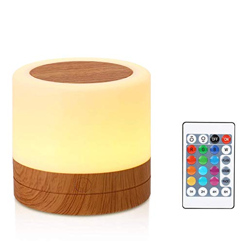 Taipow, Taipow Led Nightlight, Mini Bedside Table Lamp for Baby Kids Room Bedroom Outdoor, Dimmable Eye Caring Lamp with Color Changing Touch Senor Remote Control USB Rechargeable