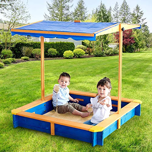 Teamson Kids, Teamson Kids Garden Outdoor Summer Children's Sand Box Wood / Blue TK-KF0003