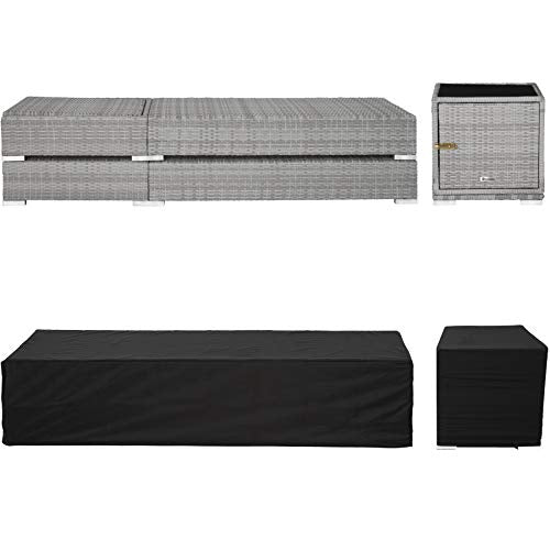 TecTake, TecTake 2x Aluminium Rattan day bed + table set sun +2sets for exchanging upholstery + protection slipcover (Grey)