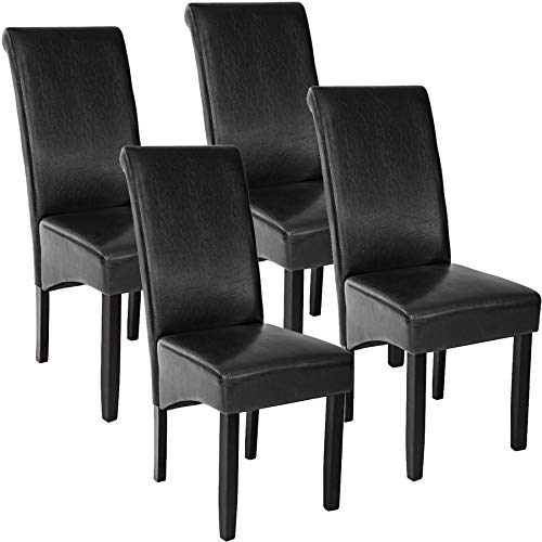 TecTake, TecTake 4x Luxury Dining Chairs, Imitation Leather Chair with High Back, 106 cm high (Black | No. 403494)