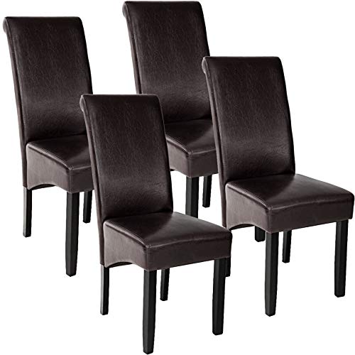 TecTake, TecTake 4x Luxury Dining Chairs, Imitation Leather Chair with High Back, 106 cm high (Brown | No. 403496)