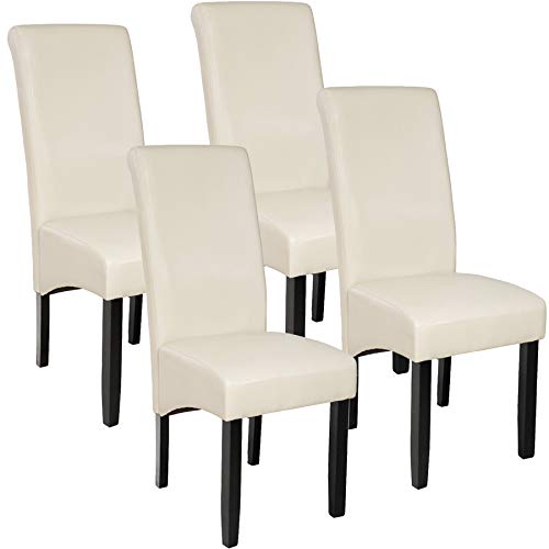 TecTake, TecTake 4x Luxury Dining Chairs, Imitation Leather Chair with High Back, 106 cm high (Cream | No. 403498)