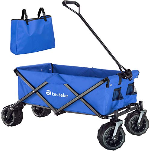 TecTake, TecTake 800576 Collapsible Handcart, Frame made from sturdy Steel tubing, Collapses in one Motion (Blue | No. 402912)