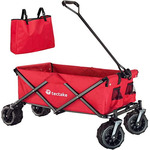 TecTake, TecTake 800576 - Collapsible Handcart, Frame made from sturdy Steel tubing, Collapses in one Motion (Red | No. 402913)
