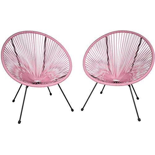 TecTake, TecTake 800729 Set of 2x Chairs Acapulco, Circular Loungers, Retro Look, Robust Steel Frame, Garden Furniture, Outdoor Indoor Terrace
