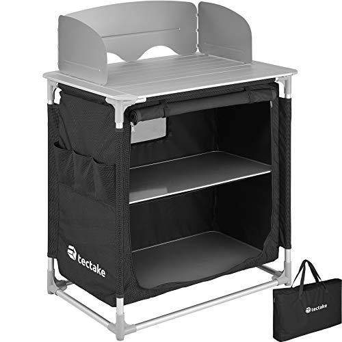 TecTake, TecTake 800747 Camping Kitchen, Robust, Aluminium, Storage, with Compartments, Lightweight, Black - different Models (Type 3 | No. 403346)
