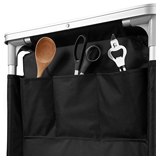 TecTake, TecTake 800747 Camping Kitchen, Robust, Aluminium, Storage, with Compartments, Lightweight, Black - different Models (Type 4 | No. 403347)