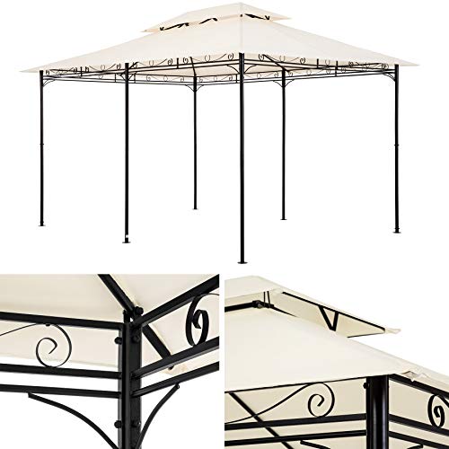 TecTake, TecTake 800793 Luxury Gazebo 3x4m, Marquee Tent, Side Panels Curtains, Water-Resistant, Garden Patio Party, Outdoor Event, UV-Resistant (Cream)