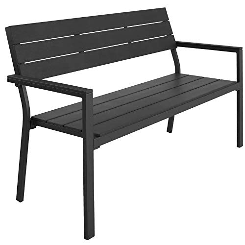TecTake, TecTake 800796 Garden Bench, 2 Seaters, Outdoor Furniture, Seat Backrest & Armrest, Robust Construction, Aluminium, Terrace Park