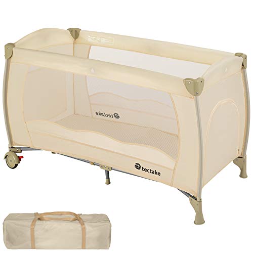 TecTake, TecTake Baby Travel cot Bed playpan with Practical Carry Bag (Beige | no. 402418)