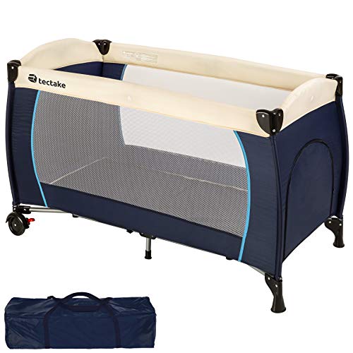 TecTake, TecTake Baby Travel cot Bed playpan with Practical Carry Bag (Blue | no. 402416)