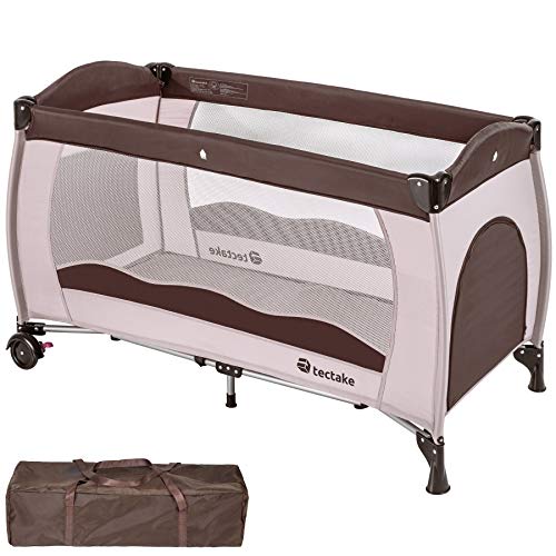 TecTake, TecTake Baby Travel cot Bed playpan with Practical Carry Bag (Coffee | no. 402417)