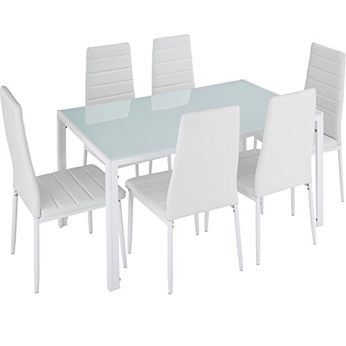 TecTake, TecTake Dining room furniture set with table and 6 chairs (White | No. 402840)