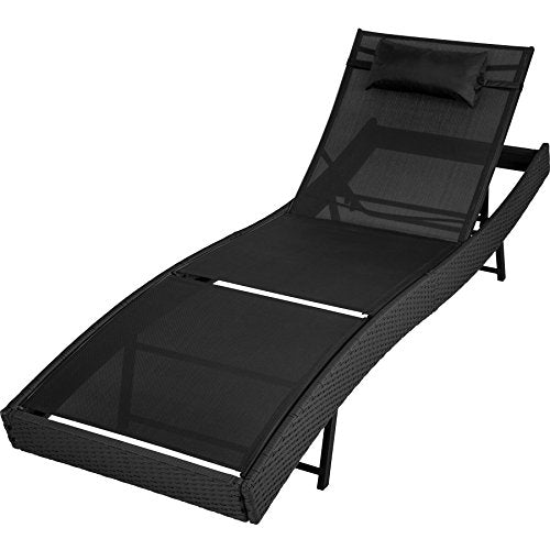 TecTake, TecTake Rattan day bed sun canopy lounger recliner garden furniture (Black | no. 402057)